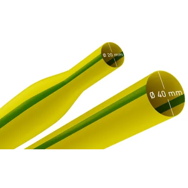 Трубка термоусадочная ТТУ нг-LS 40/20 жёлто-зелёная в отрезках по 1 м NO-224-504