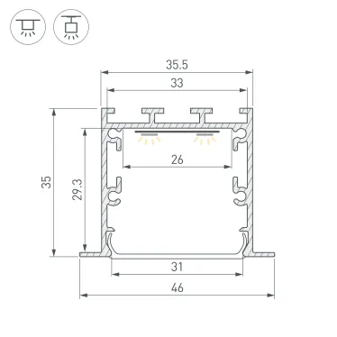 Профиль LINIA49-F-M-3000 WHITE (ARL, Алюминий)