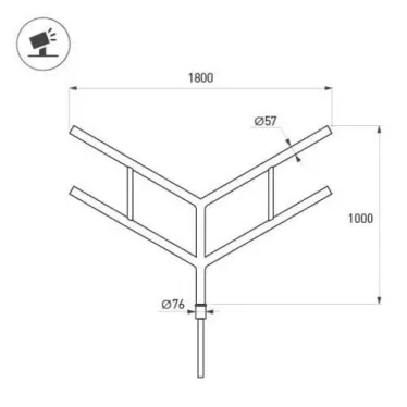 Кронштейн OXOR-SY4-1800x76-L1000 BLACK (ARL, Сталь)