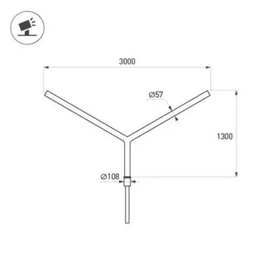 Кронштейн OXOR-SY2-3000x108-L1300 BLACK (ARL, Сталь)