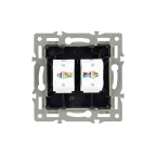 Механизм компьютерной розетки двойной SCT-MPC2-PL-BK RJ-45, CAT6