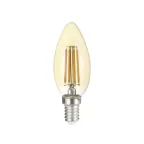 Лампа сетодиодная декоративная LED 6w E14 3000K свеча золотая филамент 230/50