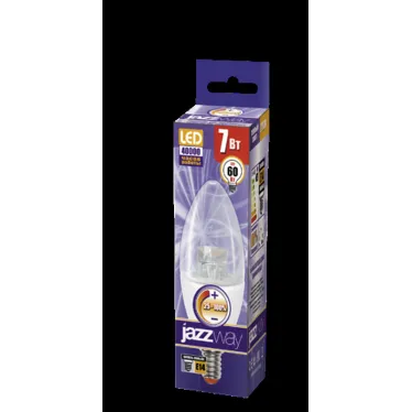 Лампа светодиодная LED 7Вт E14 220В 2700К PLED- DIM C37 CLEAR свеча | 1035349 | Jazzway