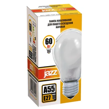 Лампа накаливания A55 240V 60W E27 frosted (БМТ 230-60-5)
