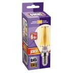 Лампа сетодиодная декоративная LED 6w E14 3000K шар золотой филамент 230/50 Jazzway