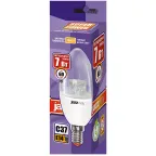 Лампа светодиодная LED 7Вт E14 теплый белый свеча прозрачная