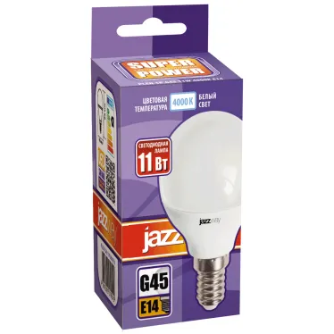 Лампа светодиодная LED 11Вт 230Вт E14 белый матовый  шар Jazzway