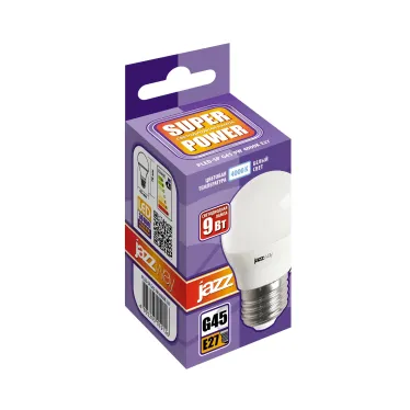 Лампа светодиодная LED 9w E27 4000K шар Jazzway