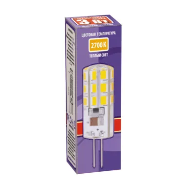 Лампа светодиодная LED 3Вт G4 200Лм теплый 220V/50Hz