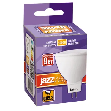 Лампа светодиодная LED 9Вт MR16 GU5.3 теплый