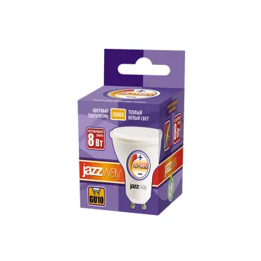 Лампа светодиодная LED 8Вт GU10 3000K диммируемя Jazzway