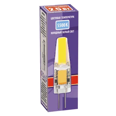Лампа светодиодная LED 2.5вт G4 12B 200Lm холодный COB