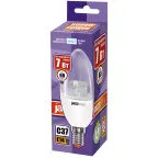 Лампа светодиодная LED 7Вт E14 белый прозрачная свеча