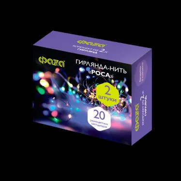 Комплект гирлянд декоративных, питание от ЭП  DC-G05-20MS2, комплект 2 шт., мульт. 20 LED, 2xCR2032, IP20 | .5047990 | ФАZА