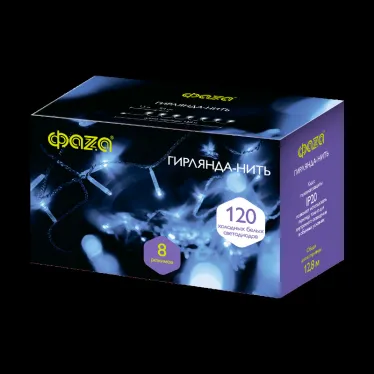 Гирлянда декоративная сетевого подключения  AC-G01-120W, 120 бел. LED, 12.8 м., 8 реж., 220В | .5047679 | ФАZА