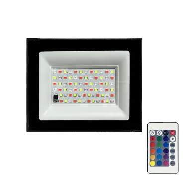 Прожектор светодиодный LED ДО PFL-20W RGB-RC черный IP65 JazzWay