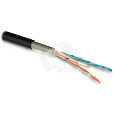 Витая пара Industrial Ethernet кат 5e 2x2x24 AWG (0.51 мм) однопроволочные жилы (solid) U/UTP для внутренней и внешней прокладки (-40°C – +70°C) двойная оболочка PVC (UV) черный