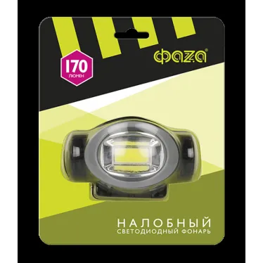 Фонарь налобный  H5-L2W-gy налобн. 2Вт COB, 3xAAA, сер. | .5044821 | ФАZА