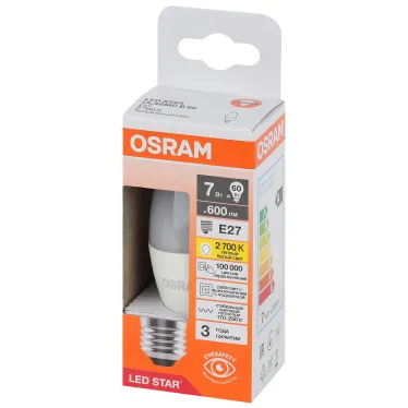 Лампа светодиодная LED Star Свеча 7Вт (замена 60Вт), 600Лм, 2700К, цоколь E27 OSRAM
