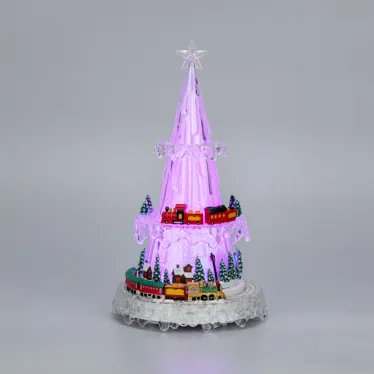 Фигура светодиодная на подставке Новогодний поезд с мелодией 30,5см, RGB