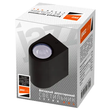 Светильник фасадный ДБУ GU10 без ламп корпус поликарбонат черный полуовал двухсторонний IP65 Jazzway