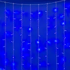 Занавес светодиодный с эффектом мерцания 3х2м Соединяемый 240 светодиодов Синий свет Провод прозрачный