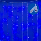 Занавес светодиодный с эффектом мерцания 3х2м Соединяемый 240 светодиодов Синий свет Провод прозрачный