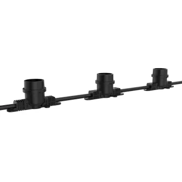 Гирлянда Белт лайт E27 без ламп кол-во патронов 40 паралельная схема подключения материал оболочки каучук ПВХ черный провод медь 2х0.75 длина 12м шнур 1.5м -40..+50 град.C IP65