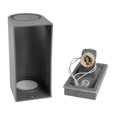 Светильник фасадный ДБУ GU10 без ламп корпус поликарбонат серый полуовал двухсторонний IP65 Jazzway