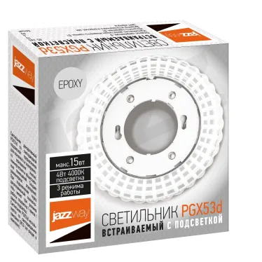 Светильник светодиодный ФВО-15Вт с подсветкой декоративн. Jazzway PGX53d светильник ER43-Epoxy