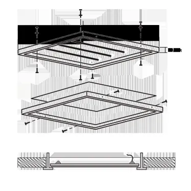 Светильник светодиодный ДВО-36w 4000K 595х595 3600Лм с БАП IP40 JazzWay