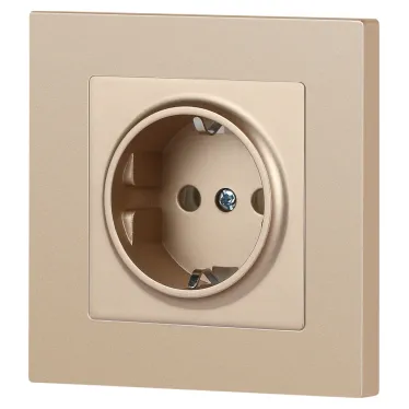 Розетка Intro Accent 6-202-04 2P+E Schuko, 16А-250В, IP20, СУ, шампань