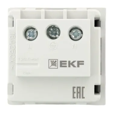 Розетка 45х45 с зазем., с защ. шторками, 90 градусов, черная, матовая EKF