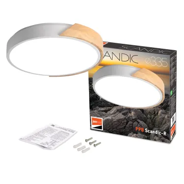 Светильник светодиодный потолочный SCANDIC ДБО-24W 4000К 2000Лм белый обрамление из натурального дерева IP20 Jazzway