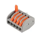 Клеммы монтажные многоразовые PTC-5P 222-415 450V 32A 0,08-2,5(4.0)mm2 , 5 отверстий, серые /50 шт.