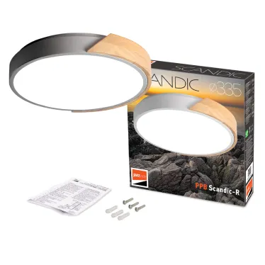 Светильник светодиодный потолочный SCANDIC ДБО-24W 4000К 2000Лм обрамление из натурального дерева IP20 Jazzway