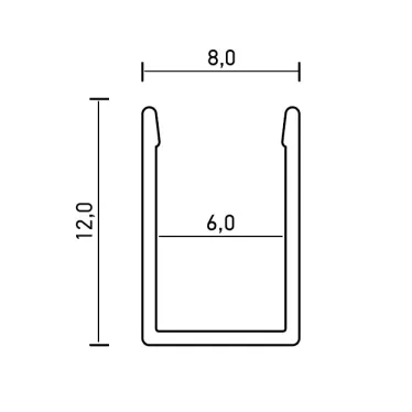 Профиль PAL 0612 накладной (1м) анодированный для светодиодной ленты JazzWay