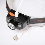 Фонарь налобный 5Вт LED + 2 x RED SMD ABS-пластик алюминий нейлон 5 режимов работы управление жестами дальность до 100м заряд microUSB в комплекте IP54