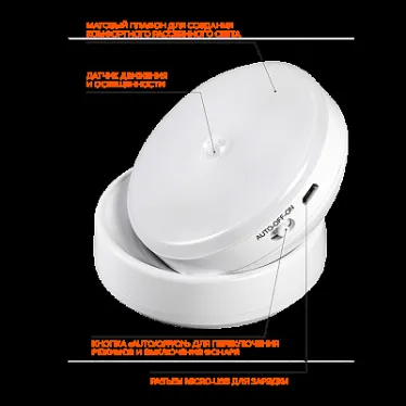 Светильник светодиодный управляемый датчиками TS8-L6-Accu-cl холодный свет PIR - датчик JAZZway