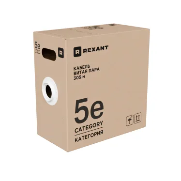 Витая пара U/UTP, CAT 5e, PVC, 4PR, 24AWG, INDOOR, SOLID, серый, 305м, серия LIGHT, РФ