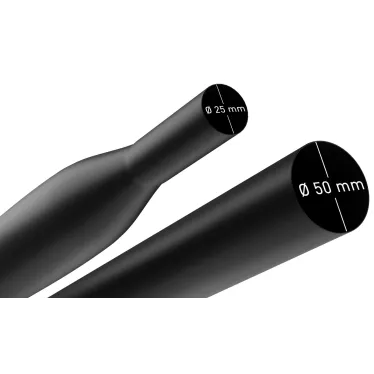 Трубка термоусадочная ТТУ нг-LS 50/25 чёрная в отрезках по 1 м NO-224-509