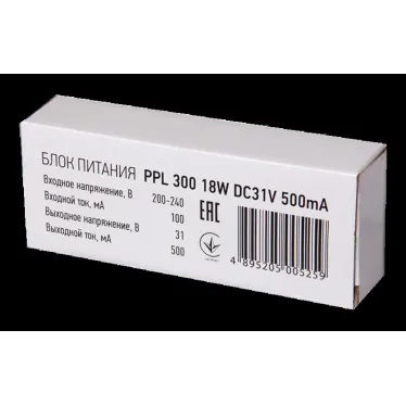 Драйвер 500мА для PPL 300 18w DC31v SW | 5005259 | Jazzway