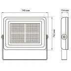Прожектор светодиодный ДО-1000w 6500K 120000Лм IP65 60° (плоский корпус)