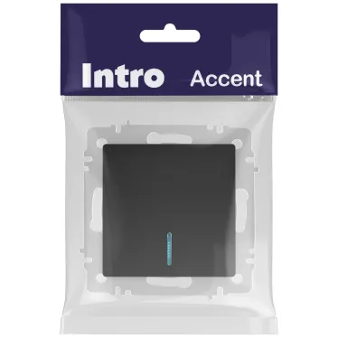 Выключатель Intro Accent 6-102-05 с подсветкой, 10А-250В, IP20, СУ, AL/CU, антрацит