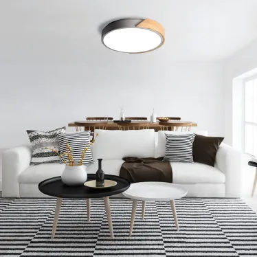 Светильник светодиодный потолочный SCANDIC ДБО-36W 4000К 2280Лм серый обрамление из натурального дерева IP20 Jazzway