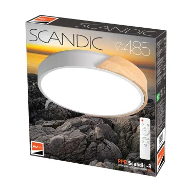 Светильник светодиодный потолочный SCANDIC ДБО-90W 4000К 7200Лм серый обрамление из натурального дерева IP20 Jazzway