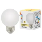 Лампа декоративная светодиодная LED-G60-3W/3000K/E27/FR/С Форма шар матовая Теплый белый свет 3000K) Картон ТМ Volpe