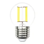 Лампа светодиодная. LED-G45-4W/4000K/E27/CL/SLF Форма шар, прозрачная. Белый свет (4000K). ТМ Volpe