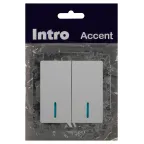 Выключатель Intro Accent 6-105-01 двойной с подсветкой, 10А-250В, IP20, СУ, AL/CU, белый