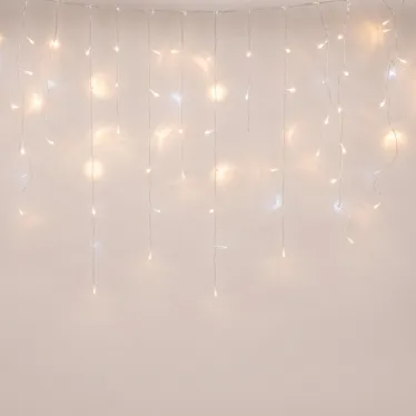 Бахрома светодиодная с эффектом мерцания 25м Соединяемая 440 светодиодов Теплый белый и белый свет Провод прозрачный ULD-B25006-440/TTK WARMWHITE-WHITE IP44 ТМ Uniel